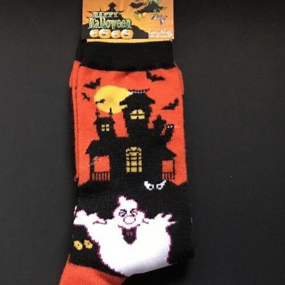 LADIES CREW SOCKS HALLOWEEN GHOST HAUNTED 9-11